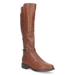 Botas altas marrones de tacón bajo detalle metal mujer ZS-95