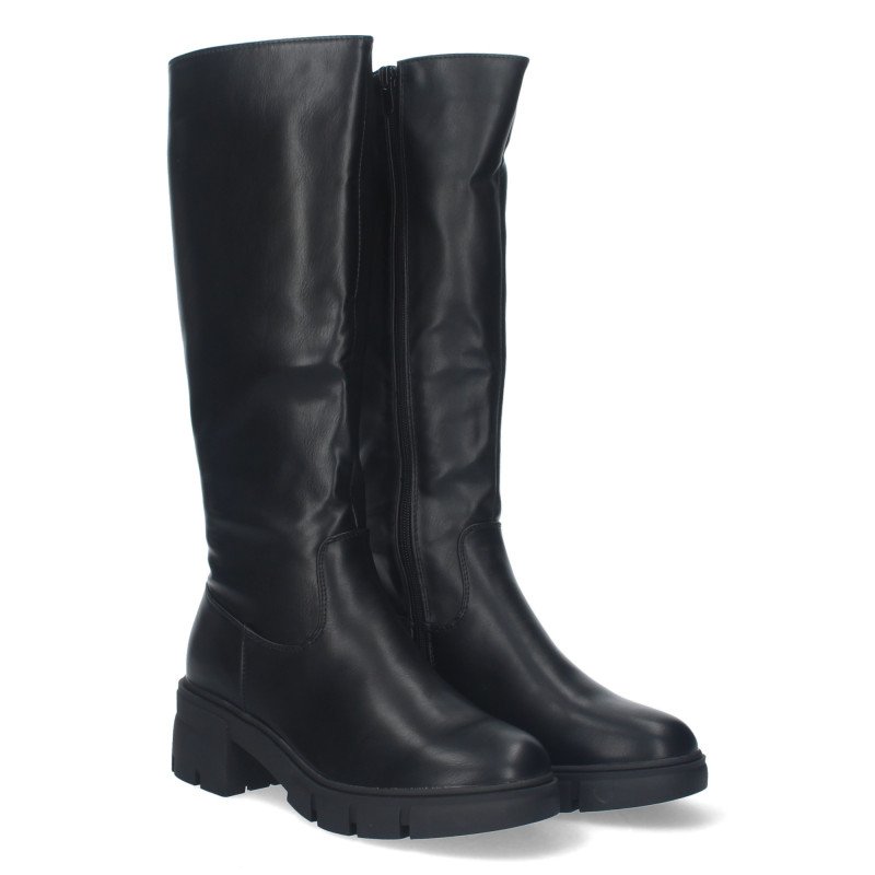 Bota de tacon para mujer liso punta redonda y cierre