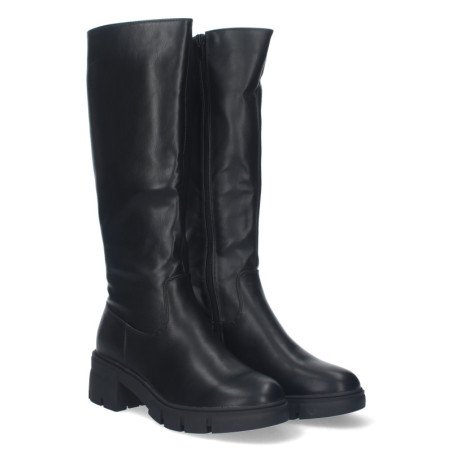 Bota de tacon para mujer liso punta redonda y cierre