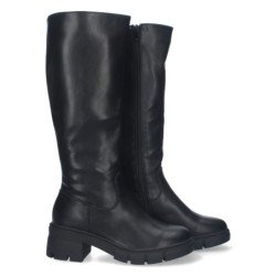 Bota de tacon para mujer liso punta redonda y cierre