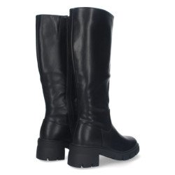 Bota de tacon para mujer liso punta redonda y cierre