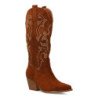 Botas tacón campero estilo cowboy caña alta mujer color camel VR5-2068