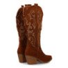 Botas tacón campero estilo cowboy caña alta mujer color camel VR5-2068