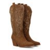 Botas tacón campero estilo cowboy caña alta mujer color taupe VR5-2068