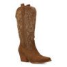 Botas tacón campero estilo cowboy caña alta mujer color taupe VR5-2068