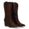 Botas estilo cowboy media caña bordada color marron de mujer 2A-1401PU