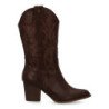 Botas estilo cowboy media caña bordada color marron de mujer 2A-1401PU