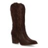 Botas estilo cowboy media caña bordada color marron de mujer 2A-1401PU