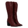 Botas tacón medio caña hasta la rodilla burdeos de mujer A-5416