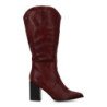 Botas tacón medio caña hasta la rodilla burdeos de mujer A-5416