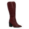 Botas tacón medio caña hasta la rodilla burdeos de mujer A-5416