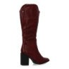 Botas tacón medio caña hasta la rodilla burdeos de mujer A-5416