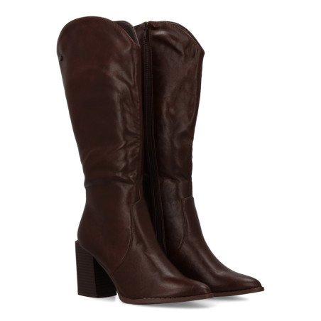 Botas tacón medio caña hasta la rodilla color marron de mujer A-5416