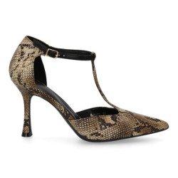 Zapatos de salón tacón fino de mujer color beige B-5471