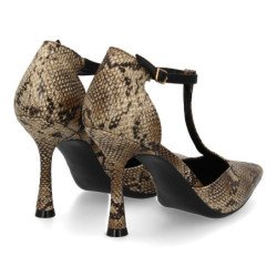 Zapatos de salón tacón fino de mujer color beige B-5471