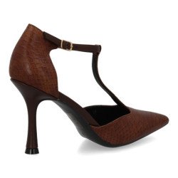 Zapatos de salón tacón fino de mujer color marron B-5471