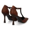 Zapatos de salón tacón fino de mujer color marron B-5471