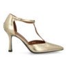 Zapatos dorados de salón tacón fino de mujer B-5471