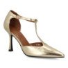 Zapatos dorados de salón tacón fino de mujer B-5471