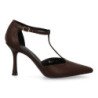Zapatos de salón tacón fino de mujer color marron B-5472