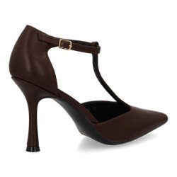 Zapatos de salón tacón fino de mujer color marron B-5472