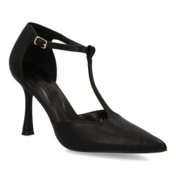 Zapatos de salón tacón fino de mujer color negro B-5471