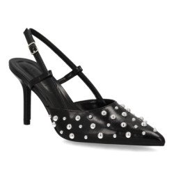 Stiletto de tacón fino de vestir de mujer color negro B-5476