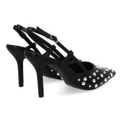 Stiletto de tacón fino de vestir de mujer color negro B-5476
