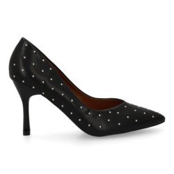 Zapatos de tacón salón stiletto tachuelas de mujer color negro BS-5485
