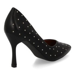 Zapatos de tacón salón stiletto tachuelas de mujer color negro BS-5485