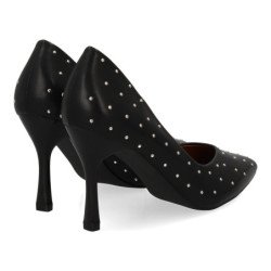 Zapatos de tacón salón stiletto tachuelas de mujer color negro BS-5485