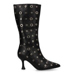 Botas tacón fino tachuelas de mujer color negro S-5517