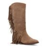 Botas de tacón bajo estilo campero flecos de mujer color beige S-5523