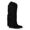 Botas tacón campero grabado en caña de mujer color negro VR5-2059