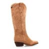 Botas camperas de tacón medio caña alta de mujer color beige A-2442
