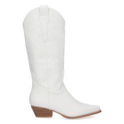 Botas camperas de tacón medio caña alta de mujer color blanco A-2442