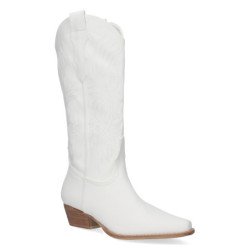Botas camperas de tacón medio caña alta de mujer color blanco A-2442