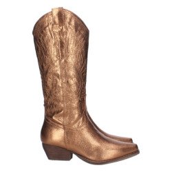 Botas camperas de tacón medio caña alta de mujer color bronce A-2442