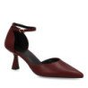 Zapatos de salon tacón medio hebilla de mujer color burdeos B-3369