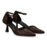 Zapatos de salon tacón medio hebilla de mujer color marron B-3369