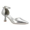 Zapatos de salon plateados tacón medio hebilla de mujer B-3369