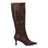 Botas elegantes caña alta tacón medio de mujer color marron FZ386