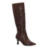 Botas elegantes caña alta tacón medio de mujer color marron FZ386