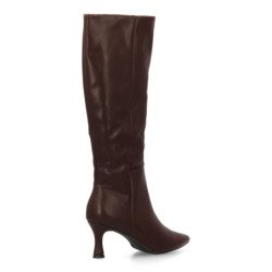 Botas elegantes caña alta tacón medio de mujer color marron FZ386