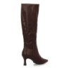 Botas elegantes caña alta tacón medio de mujer color marron FZ386