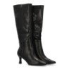 Botas elegantes caña alta tacón medio de mujer color negro FZ386