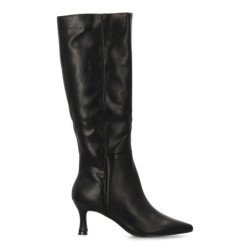 Botas elegantes caña alta tacón medio de mujer color negro FZ386
