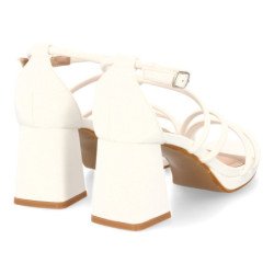 Sandalias de fiesta tacón ancho de mujer color blanco JL893