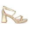 Sandalias doradas de fiesta tacón ancho de mujer JL893