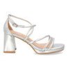 Sandalias plateadas de fiesta tacón ancho de mujer JL893